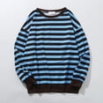 thumbnail image 2 of Weebloom Sweatshirt for Men Casual Pinstripe Long Sleeve Rib Sleeve Tops Crew Neck Blouse Men's Sweatshirts Blue Xxl, 2 of 7