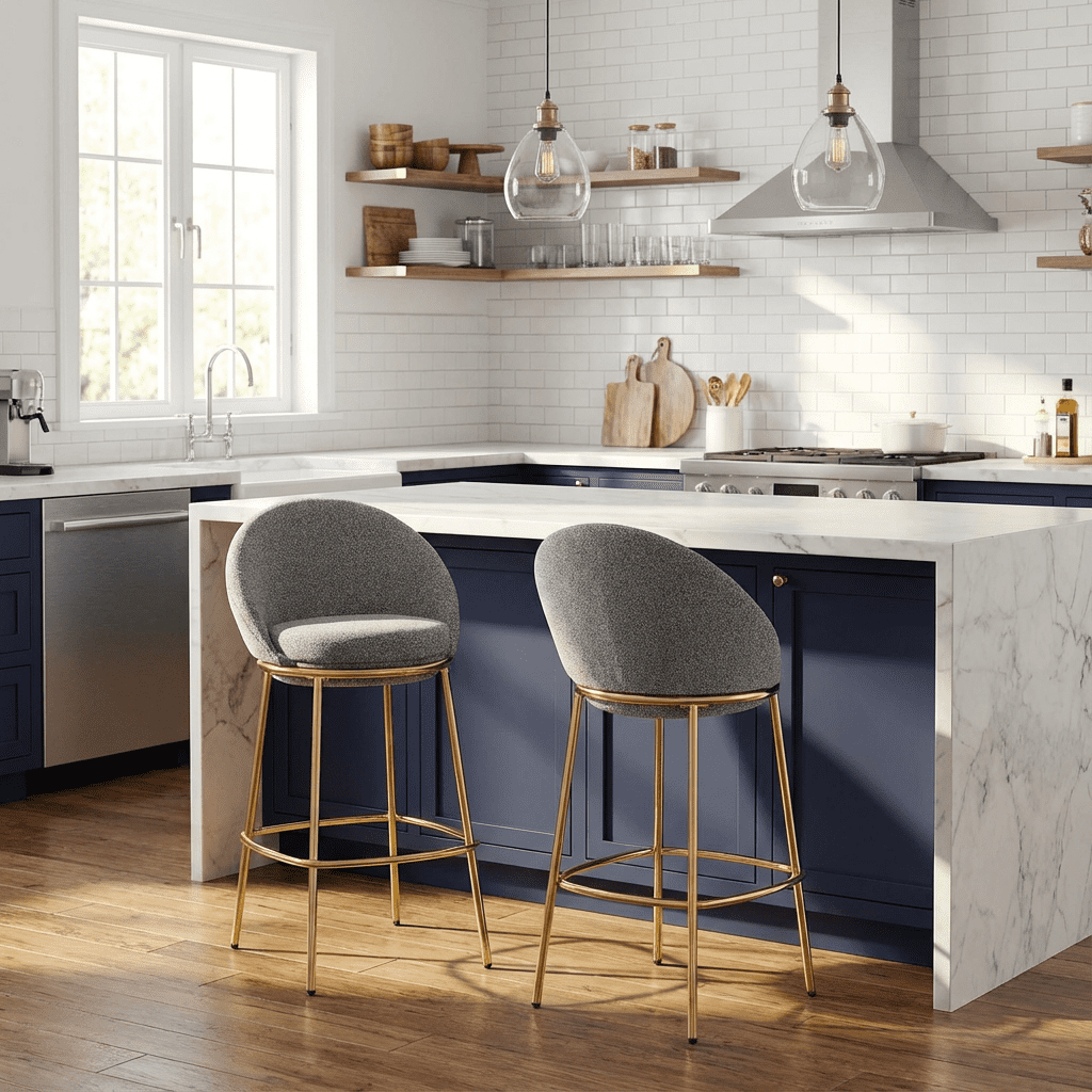 Leumius 2-Pack Upholstered Barstool with Metal Frame 30 H Counter Height Bar Stools for Kitchen Island
