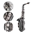 thumbnail image 5 of Saxofón Irfora Latón profesional curva Eb mi bemol Patrón Saxofón Alto Sax Negro niquelado de Shell del olmo de llaves con guantes de casos trapo de limpieza del cepillo correas Grasa Irfora Saxofón, 5 of 5