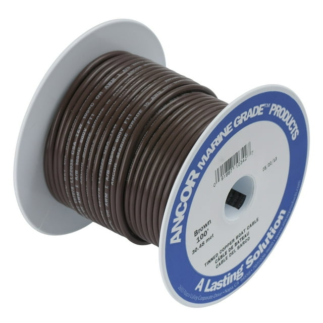 Cableado eléctrico primario de cobre estañado de grado marino para barcos Ancor 106210 (12 AWG, marrón, 30 m)