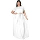 thumbnail image 1 of Traje de dos piezas con falda ancha y tirantes cruzados de color liso para mujer de talla grande a la moda, 1 of 5