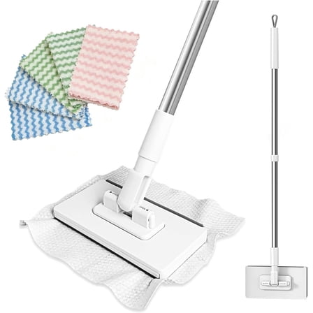 No-Wash Mini Mop, Zero Touch Retractable Push Pull Convenient Cloth Changing, Wet & Dry Easy Mopping Flat Dust Mop for Gaps Multi-Surface