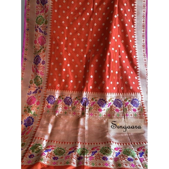 Singaara Women's Bridal Red Handloom Banarasi Katan Pure Silk Saree Pattu Sari