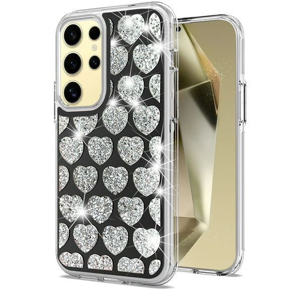 For Samsung Galaxy S24 Plus Case Dual Layer Shimmering Bling Hybrid Phone Cover