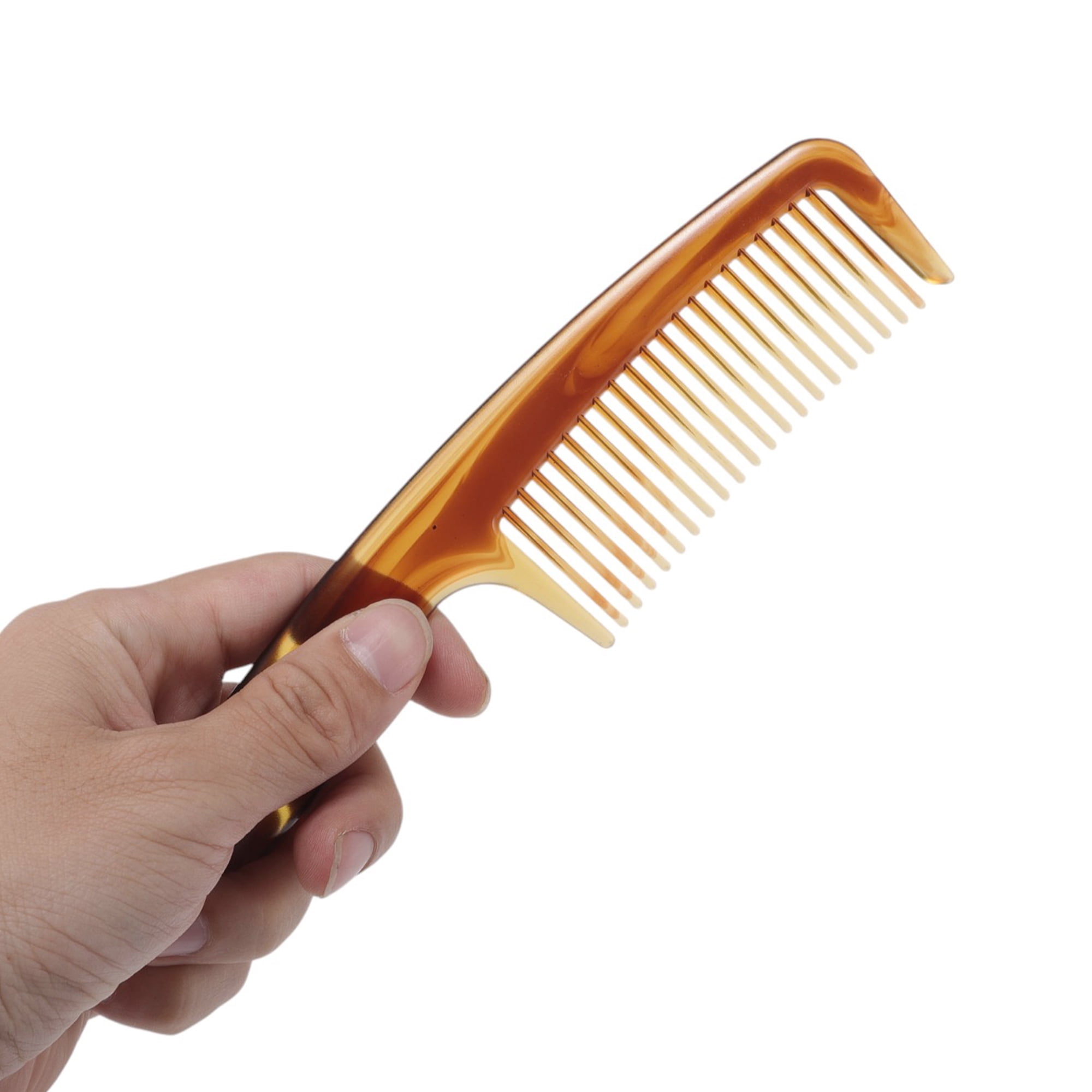 Unique Bargains 1 Pc Women Durable Two-Color Handle Flat Comb for Curly Hair Amber