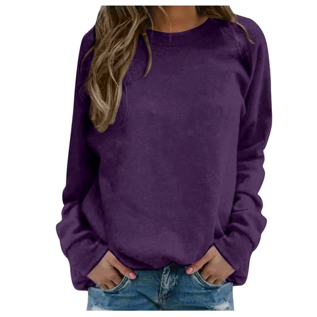 SNKSDGM Chandails à Col Rond pour Femmes Chandails Courts pour Femmes Chandails Quotidiens pour Femmes Maison Extérieur Entraînement Manches Longues T-Shirt Col Rond Haut Chandail Imprimé Blouse de Rue Mode Urbaine TTG