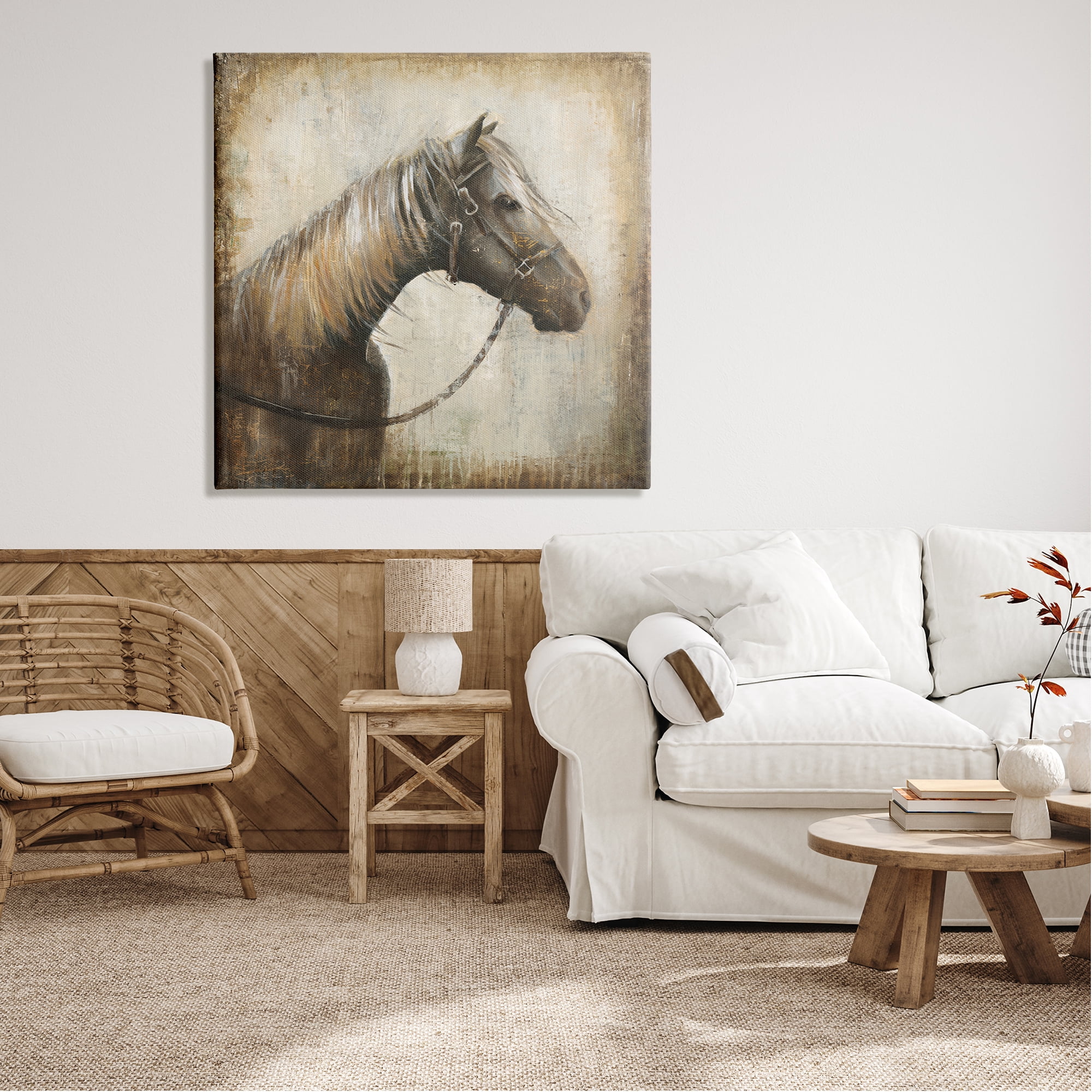 Stupell Industries Vintage Horse Painting Animals & Insects Painting Gallery Wrapped Canvas Print Wall Art, 36 x 36