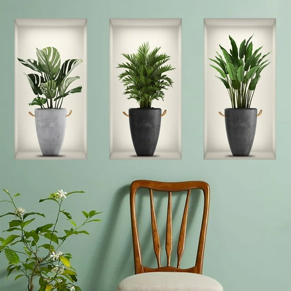 EGNMCR Self-Adhesive 3 Plant Wall Stickers The Choice For Ideal Space Easy Replacement Without Cleaning Classic And Beautiful Stickers Self adhesive stickers