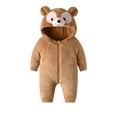 thumbnail image 2 of Unisex Hooded Romper Snowsuit Boys Girls Flannel Jumpsuit Winter Coat Animal Hooded One-Piece Homewear, 2 of 7