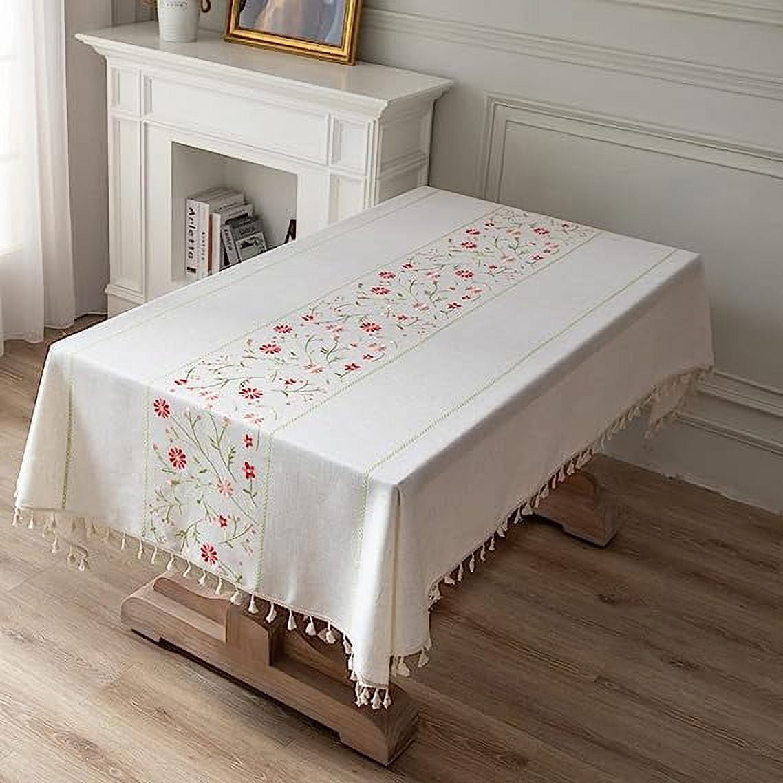 Namzi Washable Cotton Linen Solid Design Tablecloth