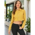 thumbnail image 2 of DARING DIVA Women's Frayed Button Up Washed Cropped Denim Jackets XL Mustard, 2 of 6