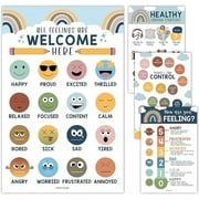 Hadley Designs 4 Boho Feelings Chart For Kids Learning Posters For Walls, Educational Posters For Classroom Decorations, Periodic Table Of Emotions Poster For School Counselors