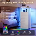 thumbnail image 5 of Eunos White Tall Nightstand with Charging Station and LED for Bedroom, 5 Drawer with Storage Shelfs, 5 of 8