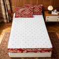 thumbnail image 4 of Erosebridal Red Bohemian Western Paisley Zipper Twin Comforter Sets with Fitted Sheet and 2 Pillowcases for Women Girls, Retro Damask Floral Zipper Bedding Set, Reversible, 4 Pieces, 4 of 7