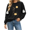 thumbnail image 3 of Byworldtasic Halloween Spooky Season Shirt for Women Cute Ghost Long-Sleeve Pullover Tops Lightweight Sweatshirt, 3 of 8