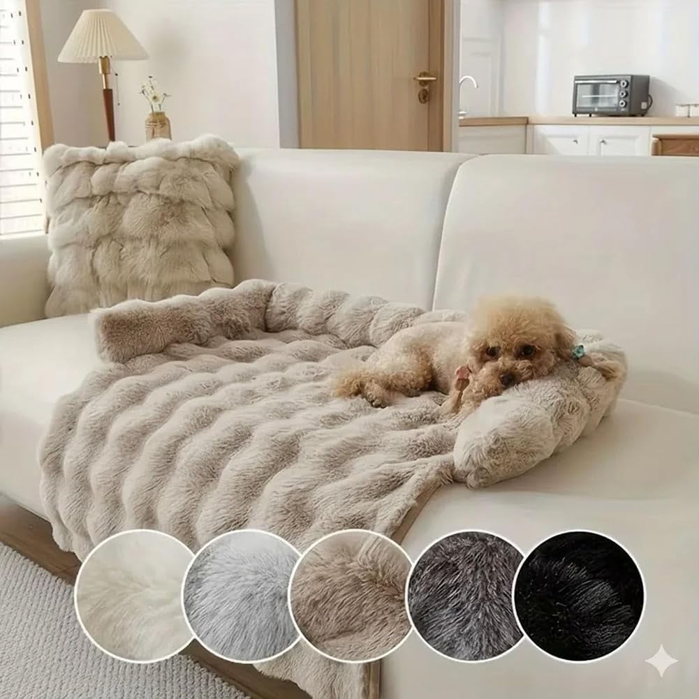 JEBTBFZE Cloud Pet Sofa Bed for Couch, Comfort Non-Slip Washable Fluffy Plush Pet for Furniture Protector for Medium & Small Dogs (Dark Gray)