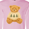 thumbnail image 4 of Inktastic Vintage Teddy Bear in Sweater with Christmas Trees Long Sleeve T-Shirt, 4 of 5