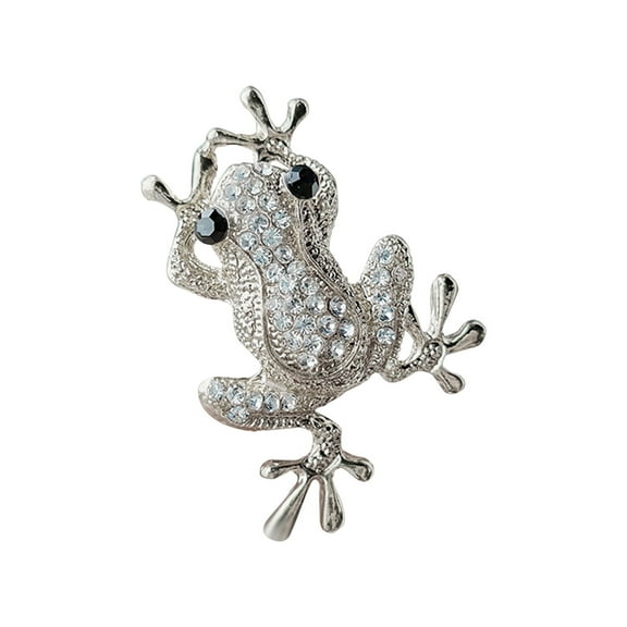 HUANLEDASH Unisex Brooch Frog Shape Alloy Rhinestone Decor Anti-slip Bag Coat Collar Hat Scarf Decoration Clothes Pin Party Prom Garment Jewelry