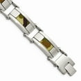 thumbnail image 1 of White Stainless Steel bracelet Men's Brown Fabric 8.5 in, 1 of 4