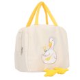 thumbnail image 3 of Bolsa de almuerzo patrón de pato de dibujos animados cierre de cremallera impermeable mango resistente contenedor de almuerzo de comida color crema, 3 of 5