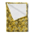 thumbnail image 2 of Vintage Soft Flannel Fleece Throw Blanket, Repeating Botanical Pattern with Nostalgic Spring Flora and Leaf, Cozy Plush for Indoor and Outdoor Use, 50" x 70", Dark Brown Earth Yellow, by Ambesonne, 2 of 5