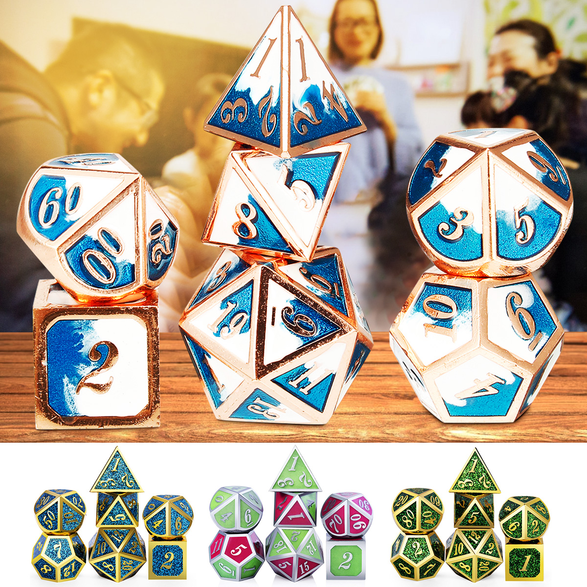 Chenso Dice Beads New Metal Dice 7pcs//set RPG Dice D/&D Board Game Toy D4 D6 D8 D10 D12 D20 Magic Props Polyhedral Dice