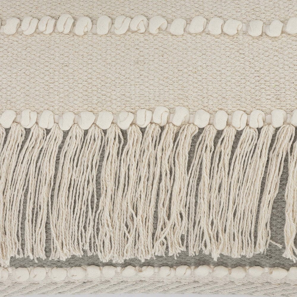 LR Home Ox Bay Hand-Woven Tan/Cream Stripe All-Natural Cotton Pillow Cover