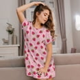 thumbnail image 3 of Fotbe Strawberries Bata de Dormir para Mujer con Estampado, Camisón de Algodón de Manga Corta, Ropa de Dormir Casual, 3 of 6