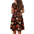 thumbnail image 5 of SCRAWLGOD Autumn Maple Leaf Dress Women Casual Summer Dresses Midi Length with Sleeves Lightweight Swing Dress for Women Midi Length Crewneck Size L for Thanksgiving Day, 5 of 7