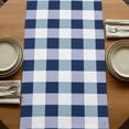 thumbnail image 5 of Navy Blue Plaid 120 Inch Table Runner, Spring Farmhouse Buffalo Checkered Farmhouse Dresser Scarf Cotton & Linen Tablerunner for Dining/Kitchen Island/Holiday Party Décor 13" x 120", 5 of 9