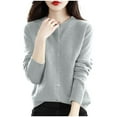 thumbnail image 4 of Sakmal Comfy Womens Cardigan Sweaters Loose Button Down Cardigan Solid Gray Long Sleeve Sweater Top, 4 of 4