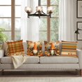 thumbnail image 6 of Fall Throw Pillow Covers 18x18 Set of 4 Thanksgiving Pumpkin Pillow Covers Plaid Orange Autumn Gnomes Pillow Case Sunflower Cushion Covers Outdoor Sofa Couch Home Halloween Decorations 18 Inch, 6 of 6