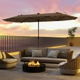 thumbnail image 2 of Patiojoy 13 FT Patio Umbrella Double-Sided Market Umbrella with 36 Solar-Powered LED Lights Cross Base Included Tan, 2 of 10