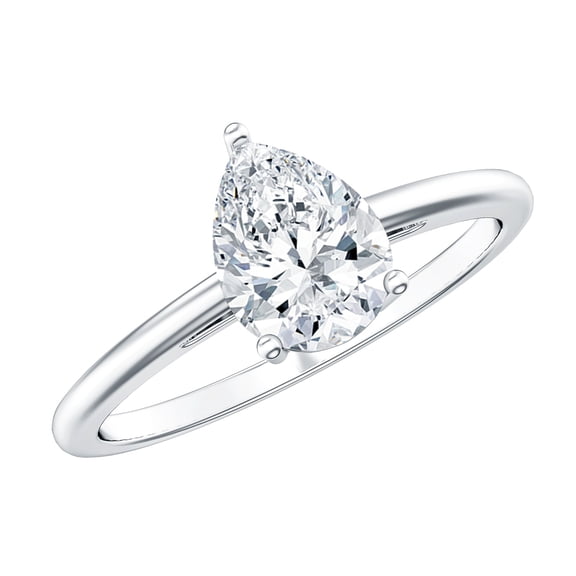 Rosec Jewels Moissanite Solitaire Engagement Ring 1 Carat - 6X8 mm Moissanite Teardrop Ring - D-VS1 Grade Certified, 925 Sterling Silver, US 4.00