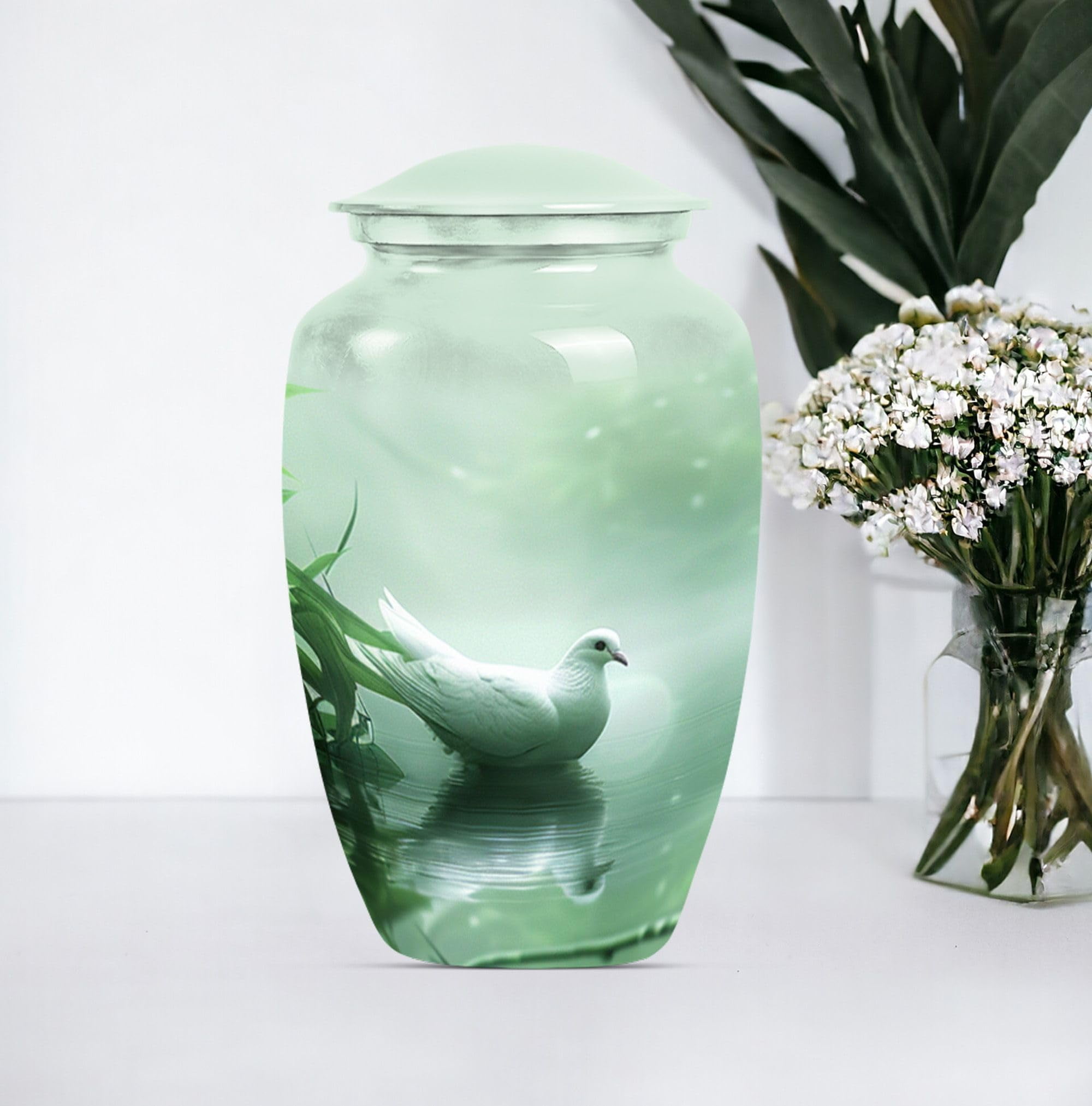 SUBSH Dove in Water Urn, Combo of 2 (10 Inch Urn & Keepsake Urn), Small Urns for Human Ashes, Pet Urns for Dogs Ashes, Cat Urns, Memorial Keepsakes for Ashes, Cremation Urns for Ashes