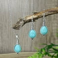 thumbnail image 4 of vnanda Ethnic Style Necklace Earrings Set 2pcs/set Ethnic Style Faux Turquoise Necklace Earrings Set Women's Shining Rhinestones Inlaid Pendant Jewelry, 4 of 8