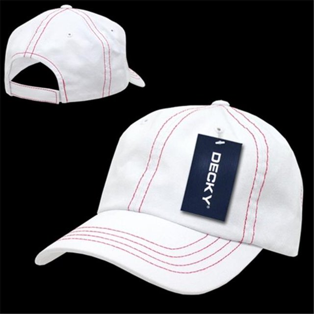 Decky 111-WHTRED contre-Point Lavé Polo Casquette&44; Blanc & Rouge
