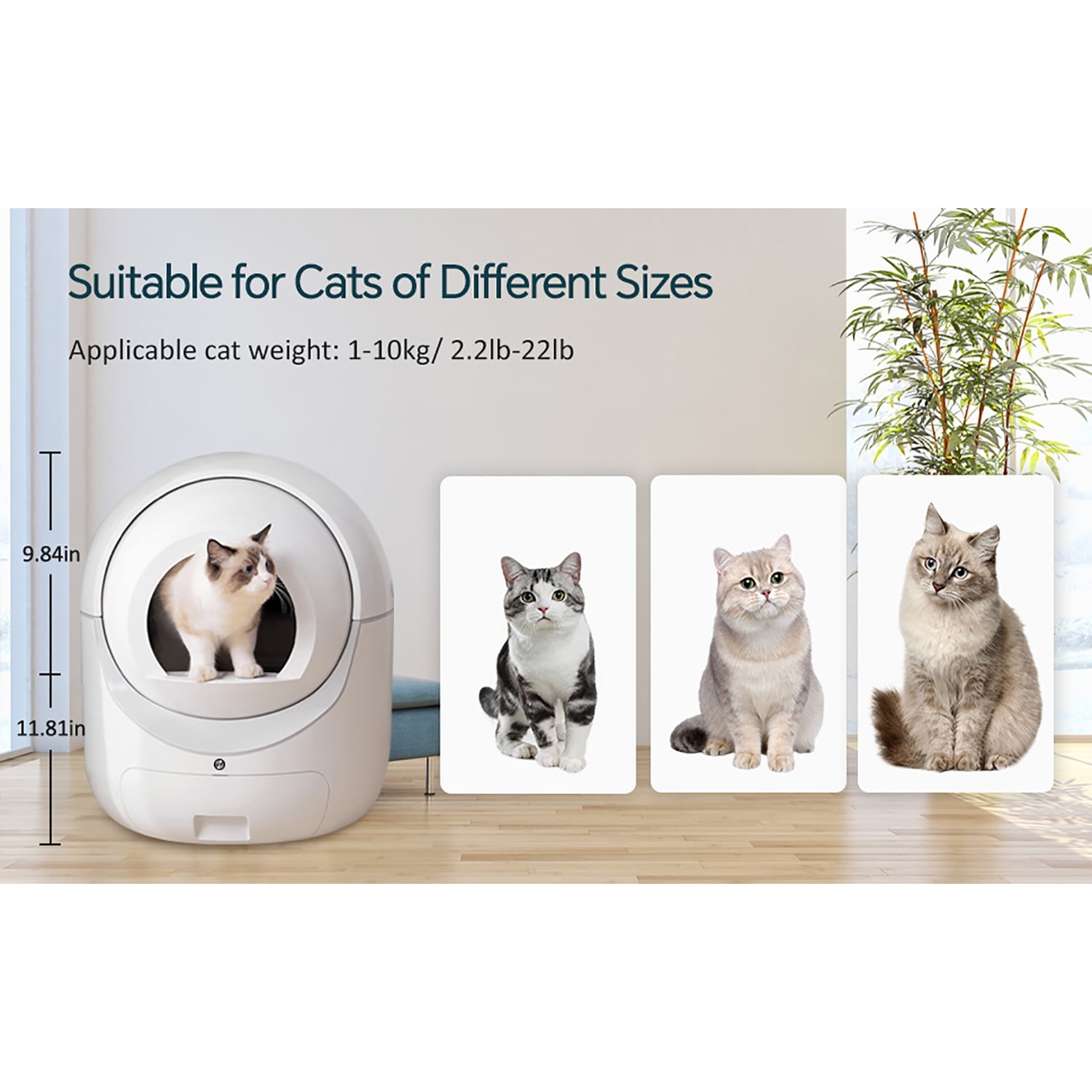 Spaco Self-Cleaning Litter Box for Multiple Cats, Automatic Dumping for All Kinds of Cat Litter, APP Control, Support 2.4G WiFi, White Spaco Self-Cleaning Litter Box for Multiple Cats, Automatic Dumping for All Kinds of Cat Litter, APP Control, Support 2.4G WiFi, White