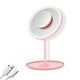 thumbnail image 1 of Jumpingount Espejo de maquillaje con luz LED, espejos cosméticos personales de escritorio para dormitorio Pinceles de maquillaje y herramientas rosa tipo 2, 1 of 6