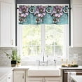 thumbnail image 2 of nqOlkjepod Purple Flowers Farmhouse Short Window Curtain Valances, Retro Floral Pastoral Mottled Walls Rod Pocket Kitchen Valances for Living Room Bedroom Bathroom Cafe, 1 Panel - 42" x 12", 2 of 8