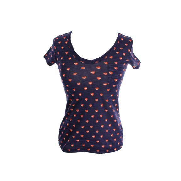 Maison Jules Womens Navy Cap-Sleeve Dot-Print Tee XXS