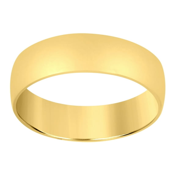 14k Yellow Gold Unisex Dome Polished Regular-Fit 6mm-Size 9 Wedding Engagement Anniversary Band Ring