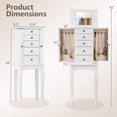 thumbnail image 3 of Gymax Mirrored Armoire Jewelry Cabinet Free Standing Organizer Storage Box Chest White, 3 of 9