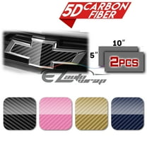 2Pcs 5"x10" Chevy Emblem Bowtie 5D High Gloss Black Carbon Fiber Vinyl Wrap Sticker Decal Film Sheet