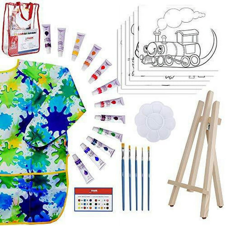 Paint Easel Kids Art Set - 28-Piece Acrylic Painting Supplies Kit