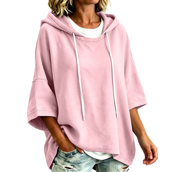 3/4 Sleeve Hoodies for Women Casual Pullover Tops Sweatshirt Travel Hoodie Fall Outfits Warm Sweaters Winter Jackets Oversized