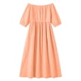 thumbnail image 5 of Atogsazn Women's Summer Off Shoulder Maxi Dress Casual Flowy Short Sleeve Side Split Dresses Loose Fit Sundress Orange XXXL Fashion, 5 of 7