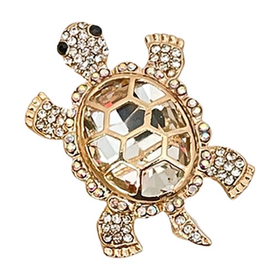 Intricate Turtles Brooch with Rhinestones Comfortable Wear Shimmering Crystal Embellished Lapel Pin Party Accessory