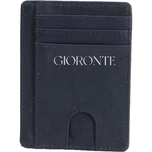 GIORONTE Slim RFID Blocking Men's Card Holder Wallet, Saffiano Leather (Black)