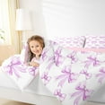 thumbnail image 4 of Manfei Princess Dreamy Bow Full Size Comforter Sets for Kid, White Purple Bedding Comforter Set, Kawaii Cartoon Ribbon Reversible Bedding Sets, Lightweight Room Decor, 3-Piece, 4 of 8